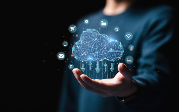 businessmen used technology cloud computing for data transmission, database, data storage, and backup. networking and internet service concept. futuristic business network concept. - 平台安全 個照片及圖片檔