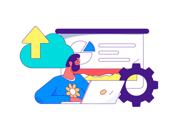 business collaboration cloud computing flat vector concept operation hand drawn illustration - 定制开发软件 幅插畫檔、美工圖案、卡通及圖標