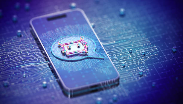 ai bot on phone. machine learning. digital mind technology concept - nlp 個照片及圖片檔